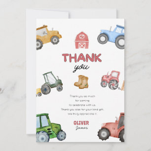Carte De Remerciements N'importe quel âge Jour de tracteur aquarelle
