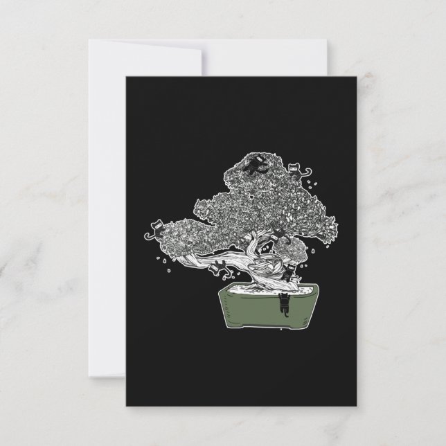 Carte De Remerciements Ninja Kitty Cats Bonsai Tree Zen, bouddhiste japon (Devant)