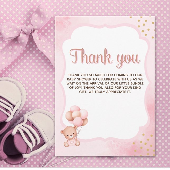 Carte De Remerciements No podemos esperar mas Lindo oso Rosa Baby shower (Créateur téléchargé)
