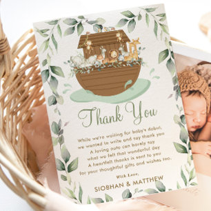 Carte De Remerciements Noah's Ark Greenery Baby shower Genre Neutre