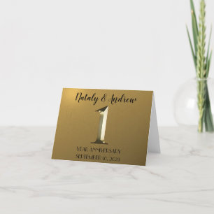 Carte De Remerciements Noces de métal doré premier anniversaire de mariag