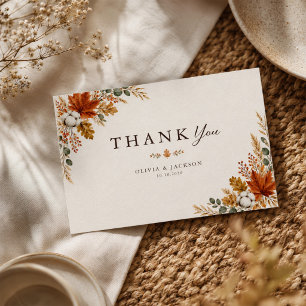 Carte De Remerciements Noces Rustiques d'Automne Feuille d'Érable