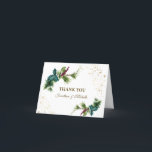 Carte De Remerciements Noël À feuillage persistant Berry rouge Mariage d'<br><div class="desc">L'élégant carte de remerciements Mariage de Noël représente des branches à feuillage persistant d'aquarelle simple ornées de feuilles saints,  de baies rouges et de éclaboussures d'or. L'intérieur de la carte est vide pour une note de remerciement personnalisée. Bon choix pour les mariages d'hiver et de Noël.-</div>