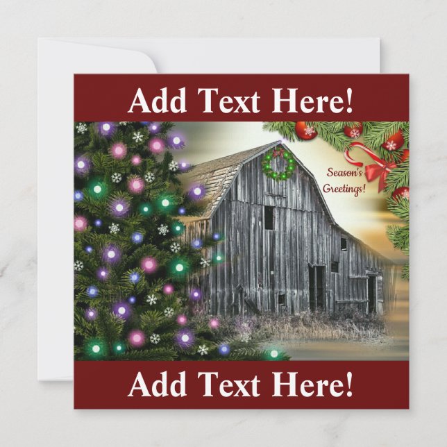 Carte De Remerciements Noël À La Grange (Devant)