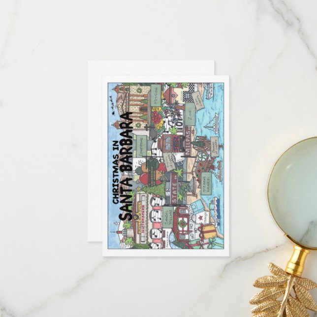 Carte De Remerciements Noël à Père Noël Barbara (Devant/Arrière en situation)