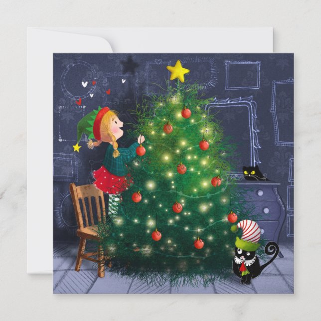 Carte De Remerciements Noël Chaos Chat (Devant)