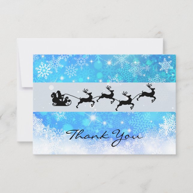 Carte De Remerciements Noël de Santa and his Flying (Devant)