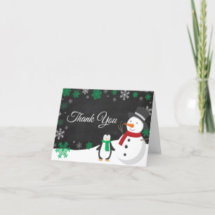 Carte De Remerciements Noël d'hiver Fête de neige Chalkboard