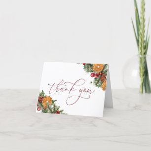 Carte De Remerciements Noël Fleurs Mariage Hivernal