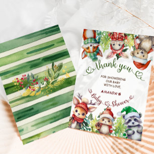 Carte De Remerciements Noël Hiver Baby shower des animaux de bois