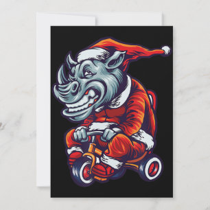 Carte De Remerciements Noël Rhino Père Noël : Joyeux Noël Casquette