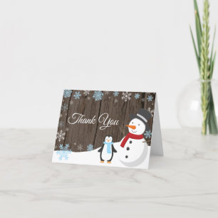 Carte De Remerciements Noël Russe Fête de Noël Bleu Flocon de neige