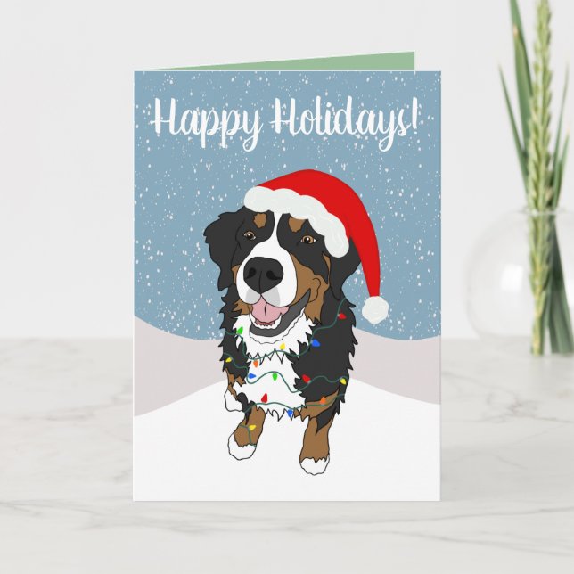 Carte De Remerciements Noël Vacances Bernese Mountain Dog (Devant)