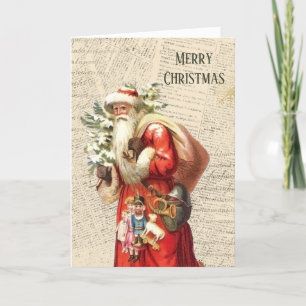Carte De Remerciements Noël vintage du Père Noël victorien