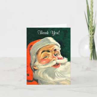 Carte De Remerciements Noël vintage, joyeux Père Noël rétro des années 50