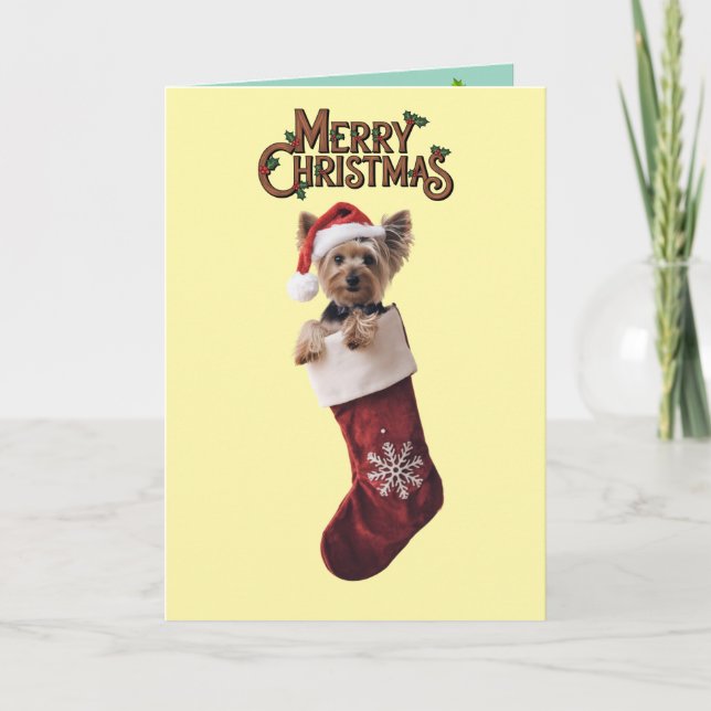 Carte De Remerciements Noël Yorkie (Devant)