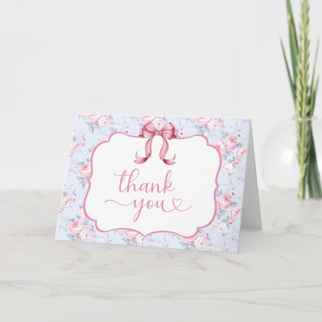 Carte De Remerciements Nœud Coquette Vide à l'Intérieur Baby Shower (Devant)