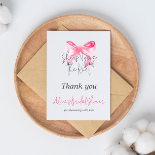 Carte De Remerciements Noeud élégant Rose Fête de Mariage