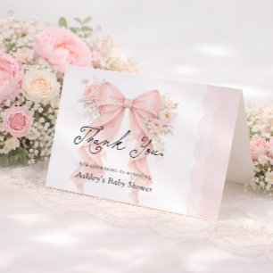 Carte De Remerciements Nœud Floral Élégant Vintage Remerciement Baby Show