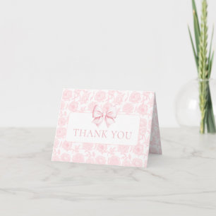Carte De Remerciements Nœud Floral Rose Clair pour Baby Shower Fille Plia