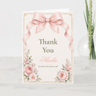 Carte De Remerciements Noeud Papillon Floral Coquette Sweet Sixteen