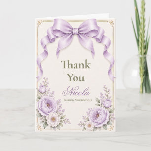 Carte De Remerciements Noeud Papillon Floral Lavande Coquette pour un Swe