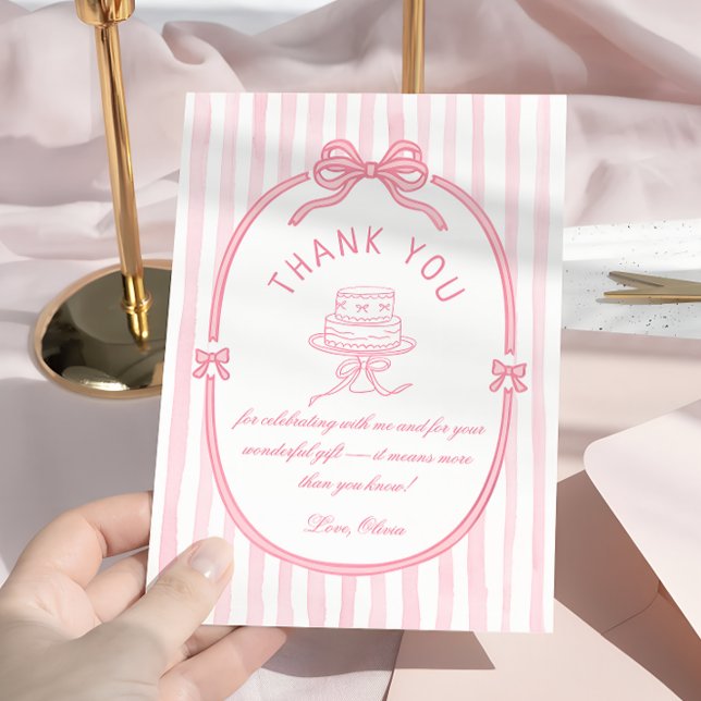Carte De Remerciements Nœud Rose Veut simplement être une fille Anniversa (Créateur téléchargé)