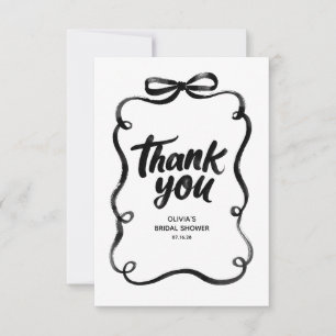 Carte De Remerciements Nœud Ruban Noir Mariage Fantaisiste