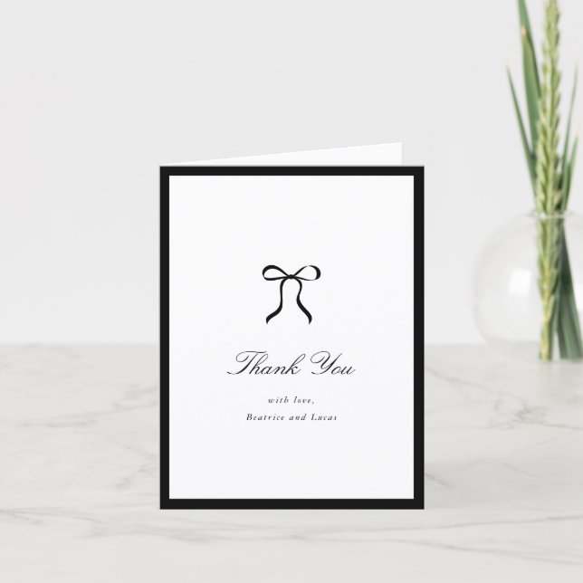 Carte De Remerciements Nœud Simple Mariage Classique (Devant)