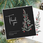 Carte De Remerciements Noir Arbre de Noël Rouge Vert Mariage d'hiver<br><div class="desc">Black Christmas Tree Red Green Winter Festive Mariage Carte de remerciements - Élégant feuillage dans les teintes À feuillage persistant rustiques. Découvrez l'enchantement de la saison avec notre carte de remerciements mariage de Noël moderne, orné de couleurs riches et festives de rouge et de vert. Cette élégante carte de remerciements...</div>