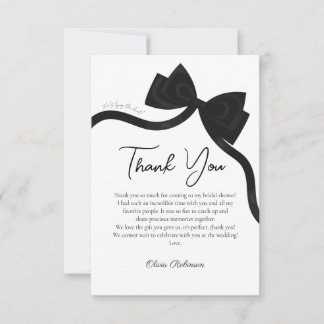 Carte De Remerciements Noir Arc Elle attache le nœud shower de mariage