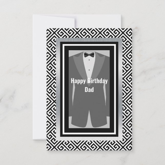 Carte De Remerciements Noir, argent tuxedo anniversaire papa tuxedo (Devant)