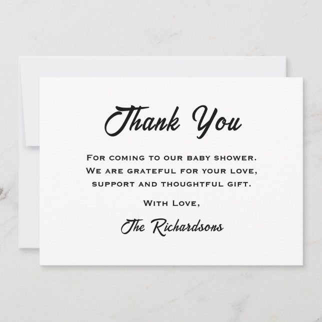 Carte De Remerciements Noir Blanc Cow Cochon Poulet Baby shower barbecue  (Devant)