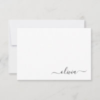 Noir Blanc moderne Script Girl Monogramme Nom