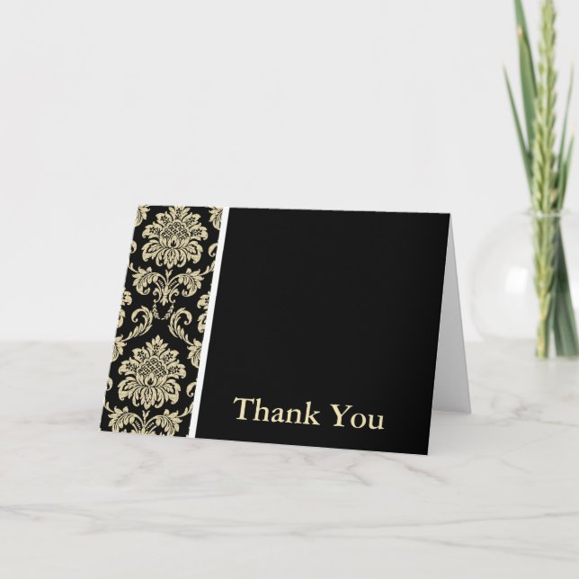 Carte de remerciements noir Damas (Devant)