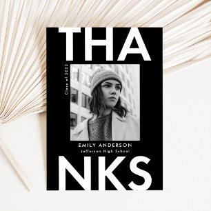 Carte De Remerciements Noir Diplôme Gras Grad Photo