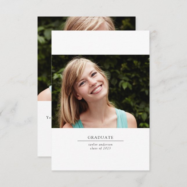 Carte De Remerciements Noir et blanc 2 classe de graduation photo de 2022 (Devant / Derrière)