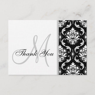 Carte de remerciements noir et blanc de mariage