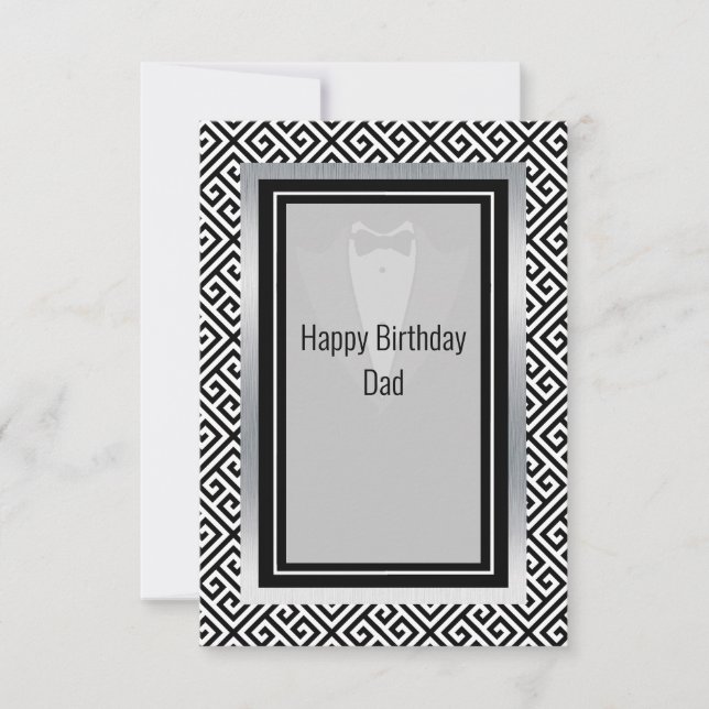 Carte De Remerciements Noir et blanc heureux jour d'anniversaire papa mer (Devant)