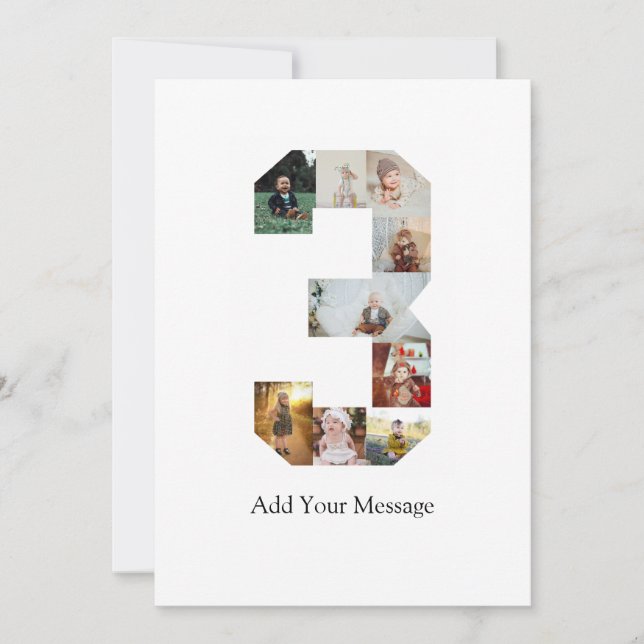Carte De Remerciements Noir et blanc Numéro 3 Collage photo (Devant)