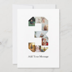 Carte De Remerciements Noir et blanc Numéro 3 Collage photo