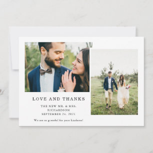 Carte De Remerciements Noir et blanc simples Trois Mariage photo