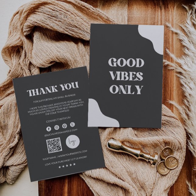 Carte de remerciements noir imprimable, affaires (Black Printable Thank You Card, Business)