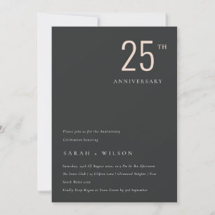 Carte De Remerciements Noir minimum Blush chaque année Anniversaire Invit