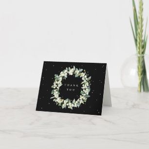 Carte De Remerciements Noir Snowberry+Eucalyptus Wreath Mariage Note