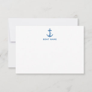 Carte De Remerciements Nom de bateau d'ancre nautique capitaine personnal