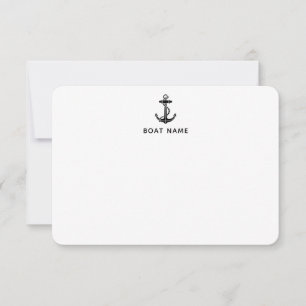 Carte De Remerciements Nom de bateau d'ancre nautique personnalisé capita