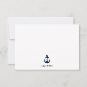 Carte De Remerciements Nom de bateau nautique personnalisé Ancre