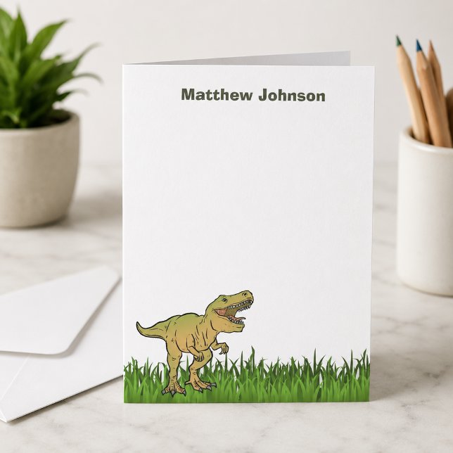 Carte De Remerciements Nom de garçon dinosaure T.rex mignon (Créateur téléchargé)