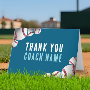 Carte De Remerciements Nom de l'entraîneur de baseball